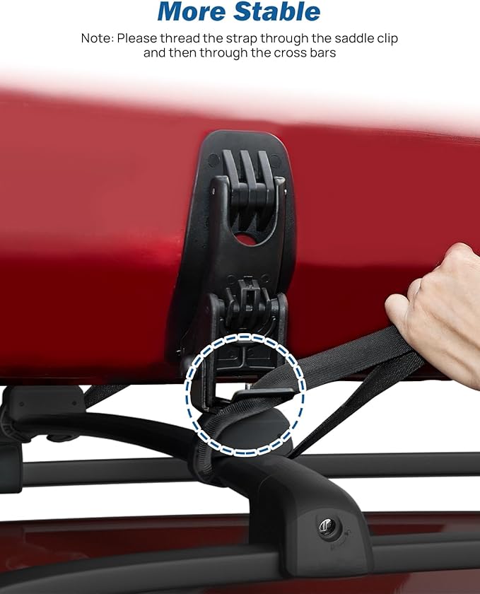 JOYTUTUS Kayak Roof Rack Saddles, Crab Roof Mounting Kit Fits Most Car SUV Truck Cross Bars, Carrier Kayak Paddle Board Surfboard with Tie Down Straps Ratchet Strap,150LBS Load Capacity 2 Pairs