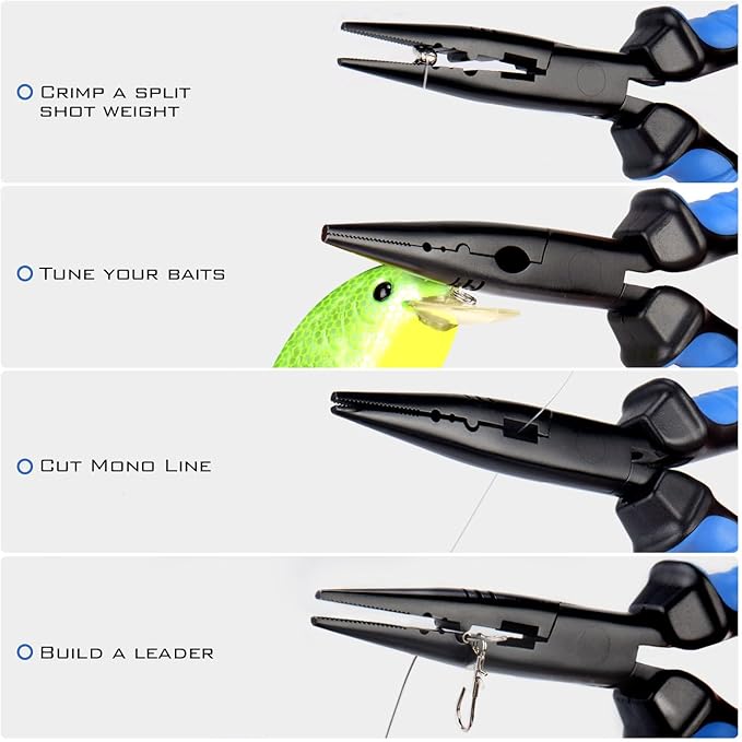 KastKing Intimidator Fishing Pliers, Corrosion Resistant Polymer Coated Fishing Tools, Tungsten Carbide Cutters, Saltwater Resistant Fishing Gear