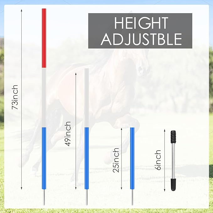 6 Set Pole Bending Poles for Horses 6FT Adjustable Training Equipment for Horses Football Basketball Speed