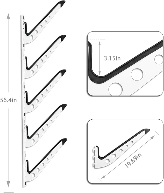ShouRong Snowboard Wall Mount, Adjustable 5/6 Board Surfboard Rack, Surfboard Wall Hangers for Surfboard, Wakeboard, and Snowboard Storage at Home or Garage