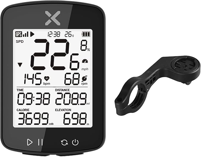 XOSS G+ Gen2 GPS Bike Computer ANT+/ Bluetooth IPX7 Waterproof Cycling Computer Rechargeable Bicycle Speedometer Odometer with 2.2 inch LCD Screen, 28 hrs Long Battery Life Fits All Bikes