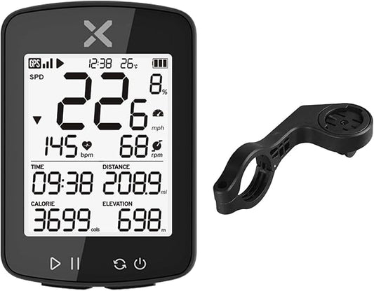 XOSS G+ Gen2 GPS Bike Computer ANT+/ Bluetooth IPX7 Waterproof Cycling Computer Rechargeable Bicycle Speedometer Odometer with 2.2 inch LCD Screen, 28 hrs Long Battery Life Fits All Bikes