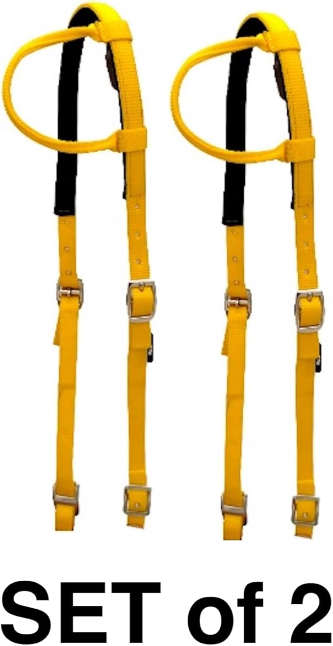 Majestic Ally Nylon Padded Sliding Single Ear Headstall for Horses- Set of 2 - Multiple Colors