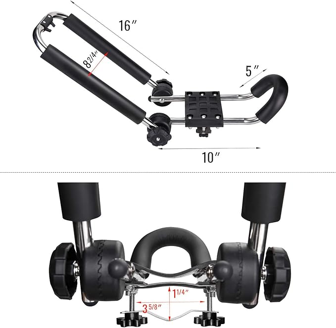 J-Bar Rack Roof Top Mount with 16 Ft Ratchet Lashing Straps, Folding Carrier for Your Canoe, SUP and Kayaks on SUV Car Truck