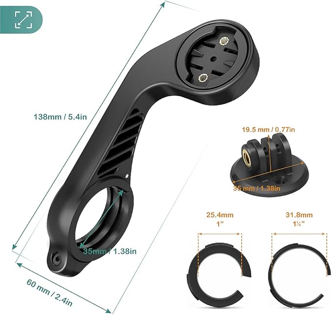 TUSITA Out Front Mount Compatible with Garmin Edge GPS Bike Computer, XOSS G/G+, iGPSPORT - Cycling Handlebar 25.4mm 31.8m