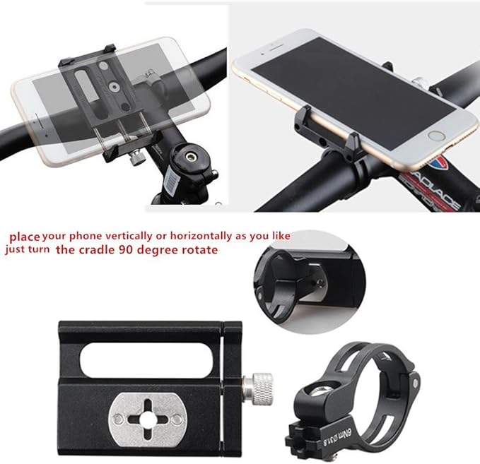 GUB Bicycle & Motorcycle Phone Mount, Aluminum Alloy Universal Bike Handlebar Phone Mount Holder Adjustable Compatible with iPhone X XR Xs 7s 8 Plus,Compatible with SamsungS9/S8/Note5/4 (Black)
