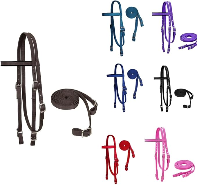 Tahoe Tack Plain Double Layer Nylon Headstall with Reins