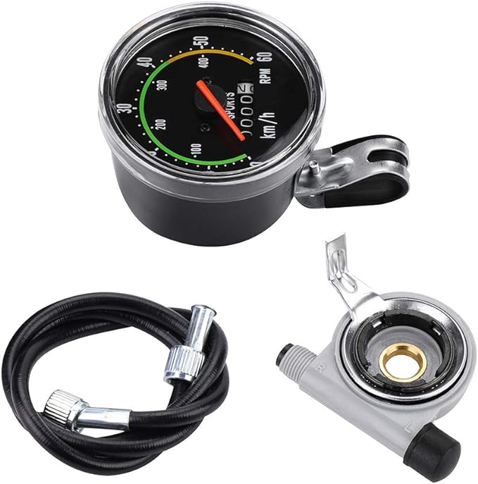 Tiiyee Bike Speedometer, Mechanical Analog Odometer Old School Style Bicycle Computer Code Table Aluminum Alloy Stopwatch Cyclocomputer Accessories for 26in 27.5in 28in 29in Outdoor Cycling Tricycle