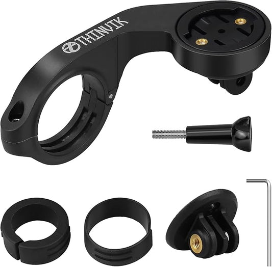 Thinvik Bike Computer Out Front Mount for Garmin Edge1040/1030/840/830/540/530/130 Bike Computer GPS Compatible with 31.8/25.4mm Handlebar with Quarter Turn