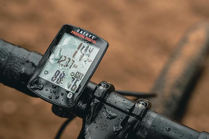 CATEYE Padrone Digital Bluetooth Cycling Computer – IPX8 Waterproof Wireless Bike Speedometer, Bluetooth Heart Rate, Speed & Cadence Compatible, For Road, MTB, Gravel Bikes, Smartphone App Ride Upload