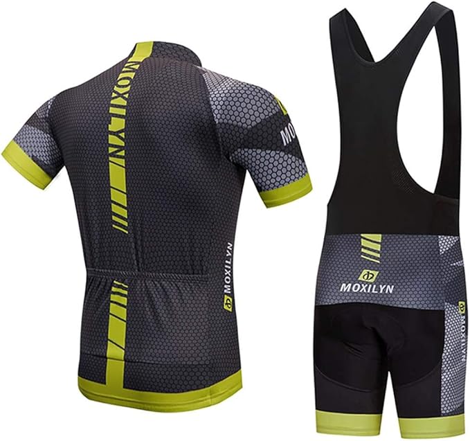 Men's Quick-Dry Cycling Jersey Set Road Bike Bicycle Shirt + Bib Shorts with 9D Gel Pad MTB Riding Clothing Kit