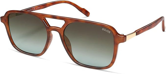 SOJOS レトロ アビエイター サングラス レディース メンズ トレンディ 長方形 レディース メンズ シェード サングラス SJ2202