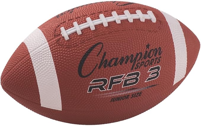 Champion Sports Rubber Football – Durable All-Weather Football with Enhanced Grip - Backyard Play & Training – Pee Wee to Official Sizes