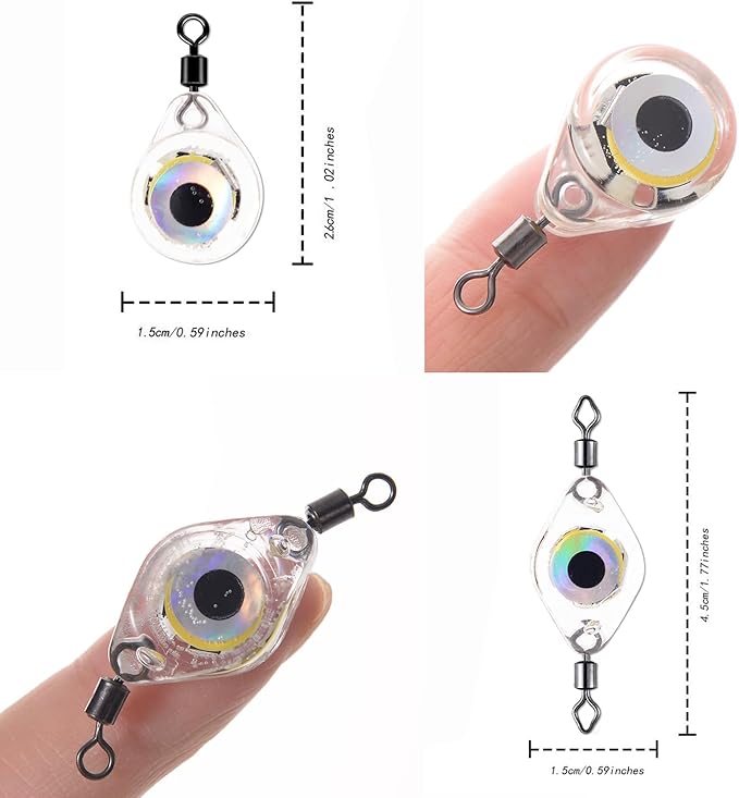 Compact LED Fishing Lure Light, Flashing Fishing Lights,5PCS Auto On/Off Water-Activated Flasher Kit with Multi-Color Flash for Deep Sea, Freshwater & Saltwater Halibut Rig (Single Ring)