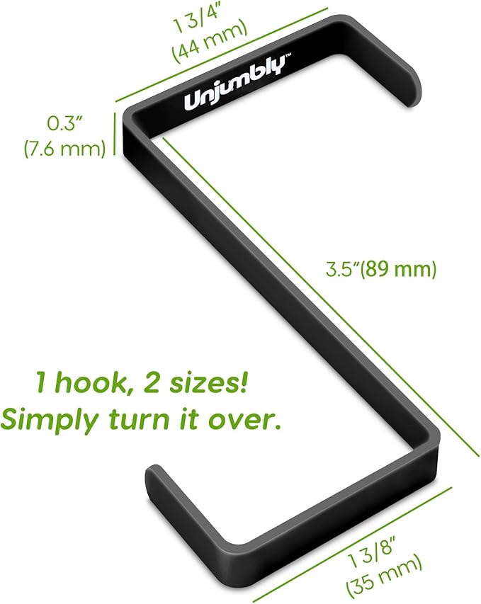 Unjumbly Over The Door Hook- 4 Pack Sturdy Metal Over Door Hook, Fitting Two Sized Doors, Door Hangers and Over The Door Hooks for Hanging Clothes, Towels, Coats and More (Black)