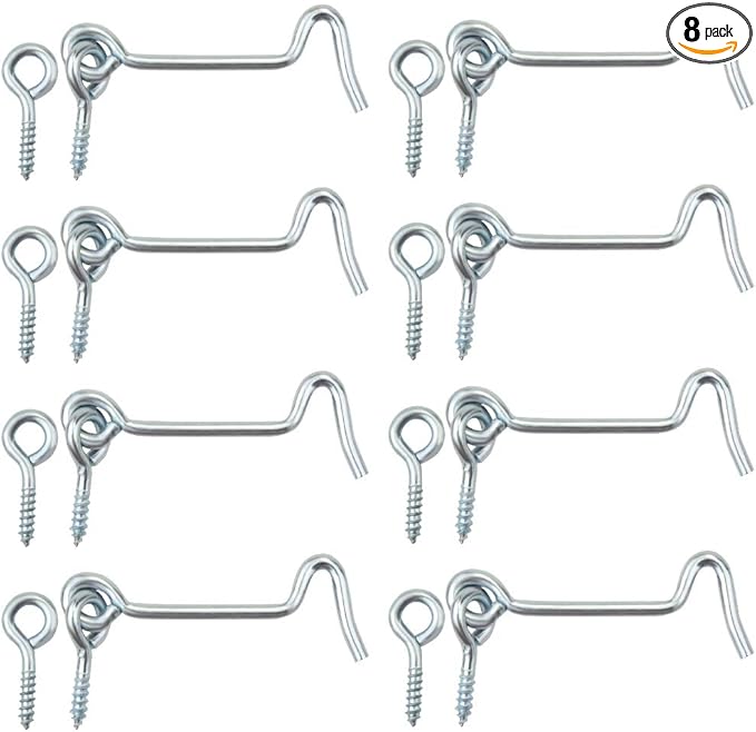 8 Pcs 2.5 inches Cabin Hook Eye Latch Gate Door Swivel Window Door Hook with Mounting Screws (Silver, 2.5 inches)