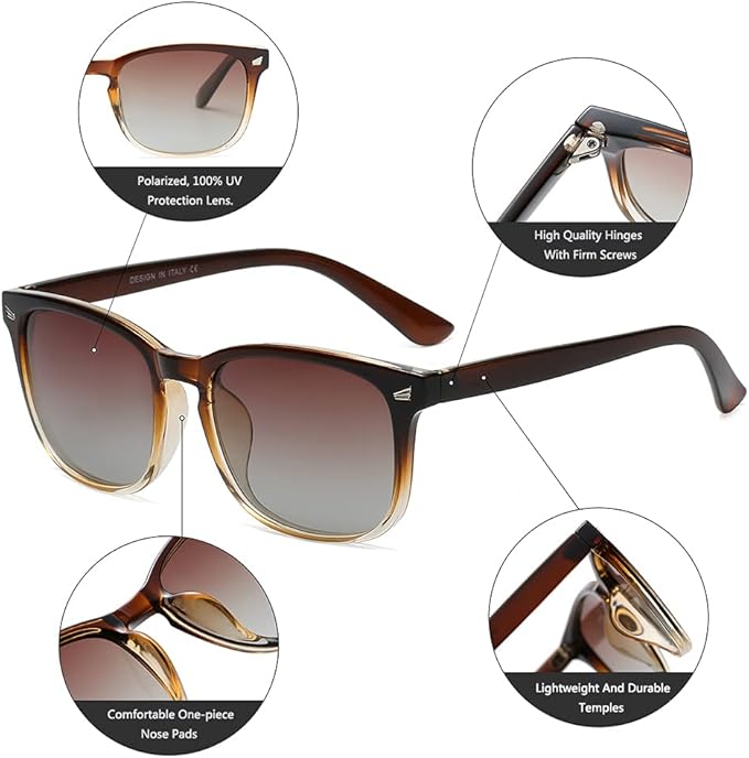 DUSHINE レディース 偏光サングラス クラシックレトロスタイル UV400保護