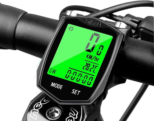 SEISSO Bike Computer Speedometer, Wireless Waterproof Cycling Odometer, Smart Sensor, Auto Wake-up, Multi-Function Bicycle Speed Tracker with LCD Backlight Display