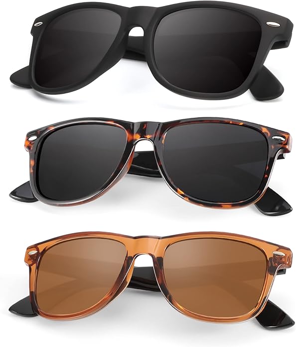 KALIYADI Polarized Sunglasses for Men and Women Matte Finish Sun glasses Color Mirror Lens UV Blocking (3 Pack)