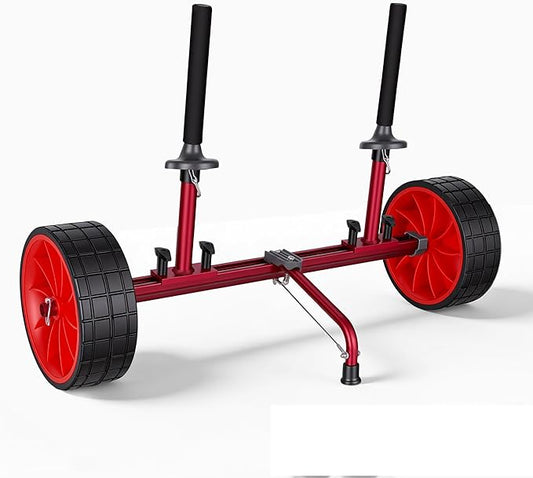 Sit On Top Kayak Cart, Heavy-Duty Plug-in Kayak Cart Dolly with 10 Inch Airless Wheels, Width Adjustable for Carrying Kayaks Canoes with Scupper Holes