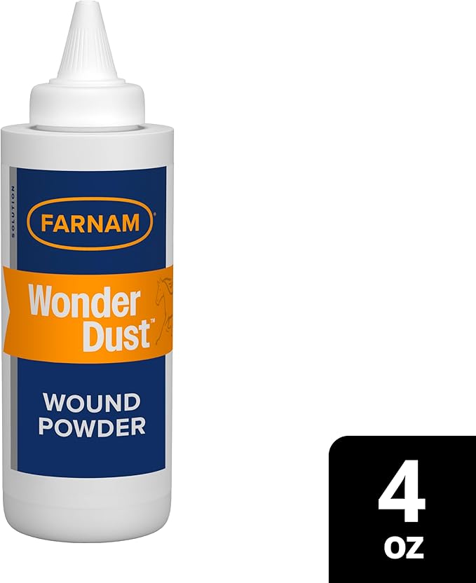 Farnam Wonder Dust Wound Powder, Blood Coagulant for Horses and Show Stock, For Use on Proud Flesh, Granulated Tissue, 4 Ounces