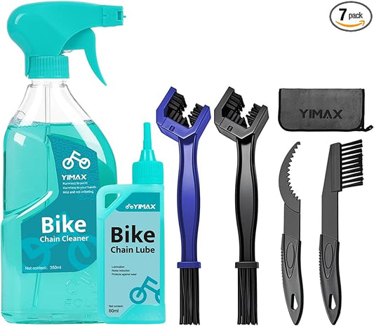 Bike Chain Cleaner Set, Bicycle Cleaning Kit Chain Lube and 500ml Cleaning Spray Biodegradable Bike Chain Lubricant with Brushes Cycling Maintenance (Cleaner-410ML)