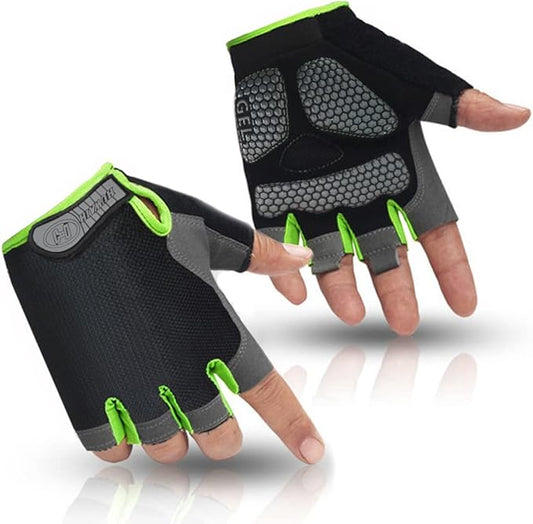 HuwaiH Bike Gloves for Men/Women, Cycling Gloves with Anti-Slip Shock-Absorbing Pad Half Finger Biking Bicycle Gloves