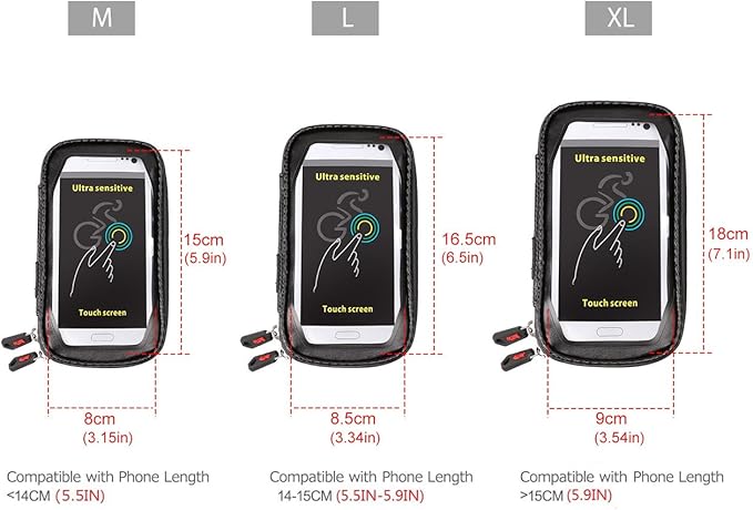 ROTTO Bike Phone Mount Bicycle Cell Phone Holder Handlebar Bag Anti-shake Waterproof with 360° Rotation Three Sizes