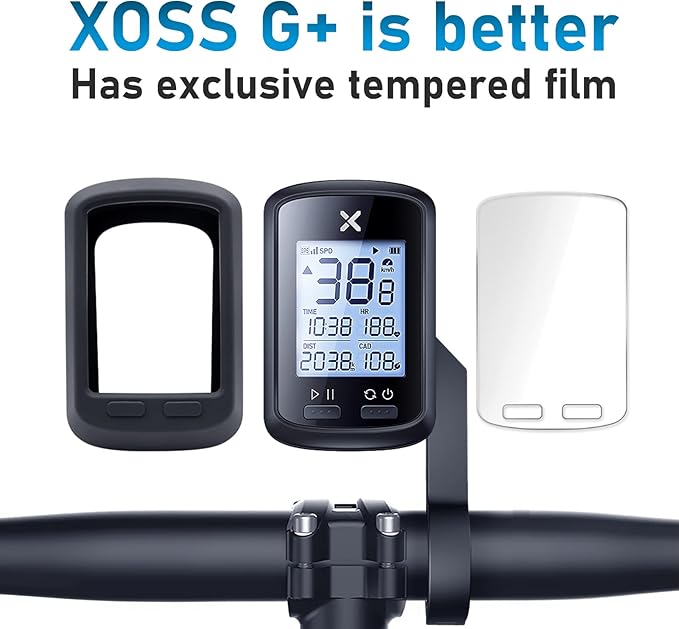 XOSS G+ Wireless Bike Computer, GPS Cycling Speedometer and Odometer with Bluetooth and ANT+, Bicycle Accessories with LCD Display, Waterproof MTB Tracker Fits All Bikes