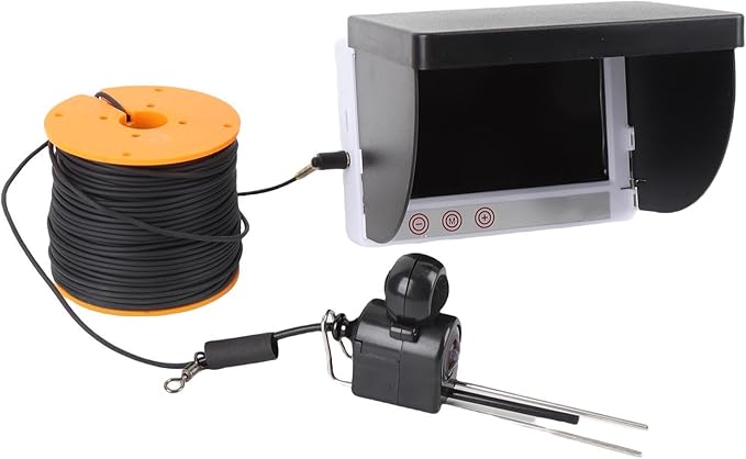 水中釣りカメラ、水中魚群探知機、1080P、5MP、195°広角、4.3インチスクリーン、8個フィルライト、50m耐張ケーブル、収納バッグ付き、氷上釣り筏用