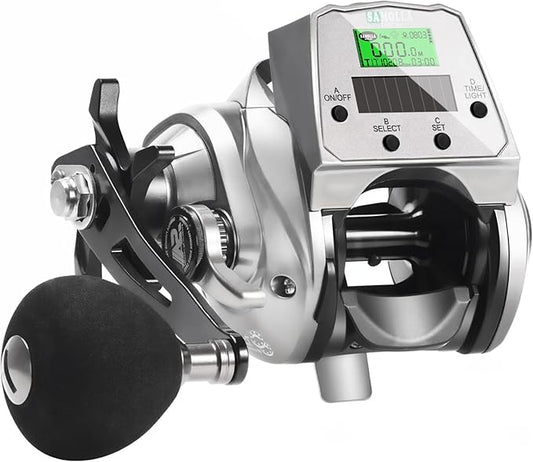 Digital Baitcasting Fishing Reel with LCD Display,8 oz Ultralight Electric Baitcaster Reel, 22-35 Lb Max Drag,6.3:1/7.2:1 Gear Ratio,Left/Right Handed,Compact Design for Freshwater & Saltwater