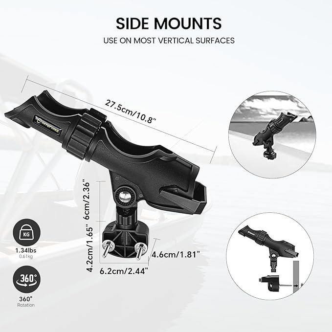 HITORHIKE Fishing Rod Holder Universal Fit Kit Allows for 360-degree Adjustment Kayak Fishing Boat Powerlock Rod Holder