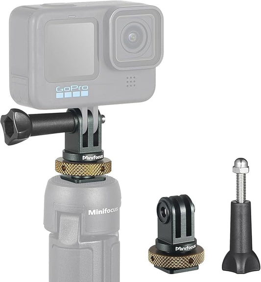 MINIFOCUS Hot Shoe to GoPro Mount Adapter, Camera Cold Shoe Mount Adapter with Aluminum CNC Thumb Screw for GoPro Hero 13/12/11/10/9/8/7/6/5/4, DJI Osmo Action, Campark and Other Action Cameras