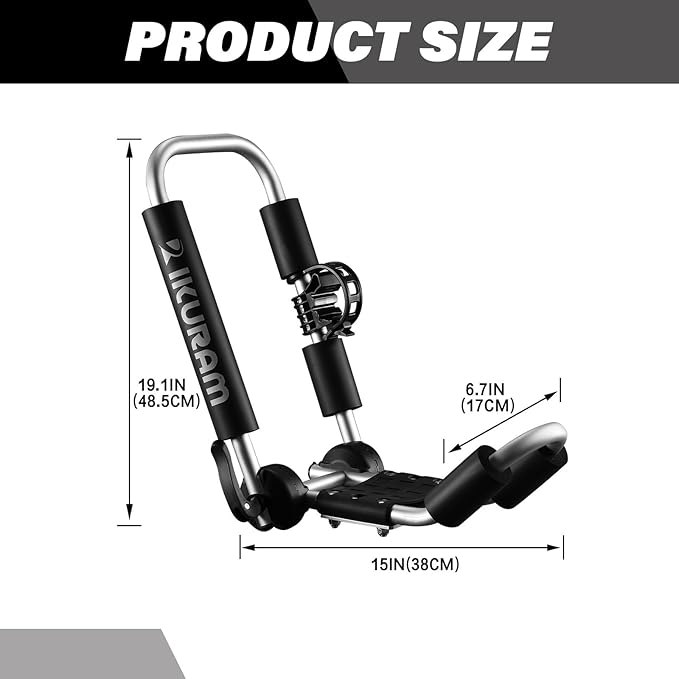 Kayak Roof Rack, Aluminum Kayak Carrier Folding J-Style Universal 3-in-1 Multifunction with Kayak Roller and Car Door Step for Canoe, SUP, Kayaks, Surfboard Rooftop Mount on SUV Car Truck Crossbars