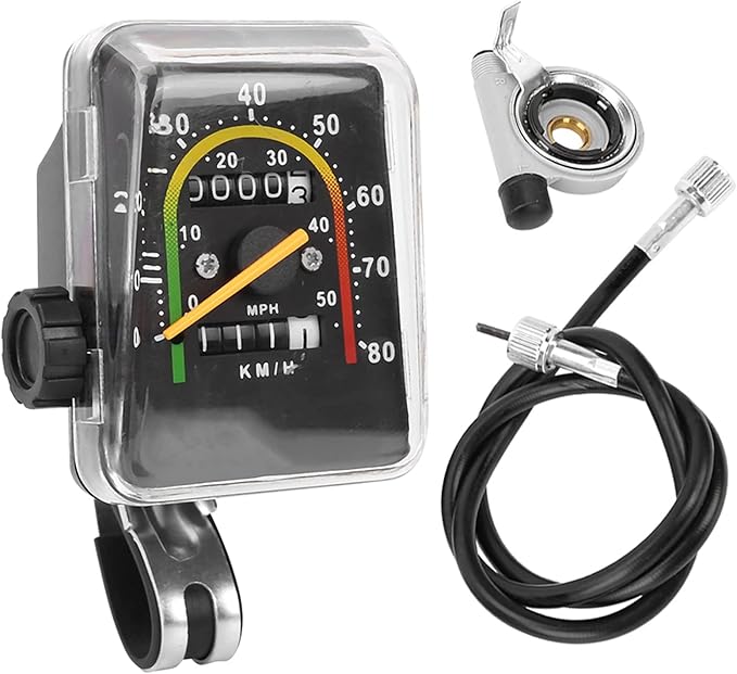ANGGREK Speedometer for Bicycle Mechanical mph and Wired Distance narioote Odometer myometer mileometer Silver Bikes Mountain in Miles an Hour
