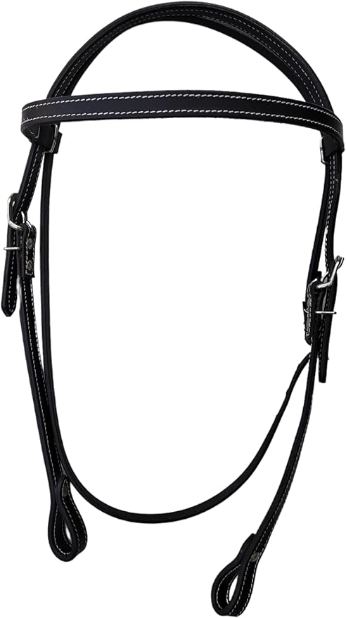 Double Stitched Latigo Leather Browband Western Horse Headstall