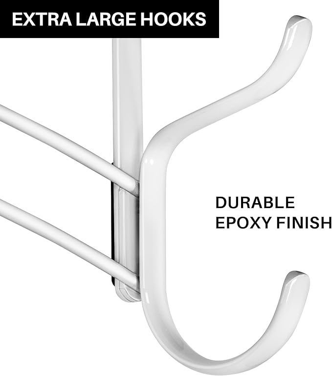 LYNK Professional® Home™ Over The Door Hooks - 18 Hook Over The Door Hanger - Over Door Coat Rack - Hanging Towels or Clothes - Bathroom, Bedroom or Laundry Room - Lifetime Ltd. Warranty – White