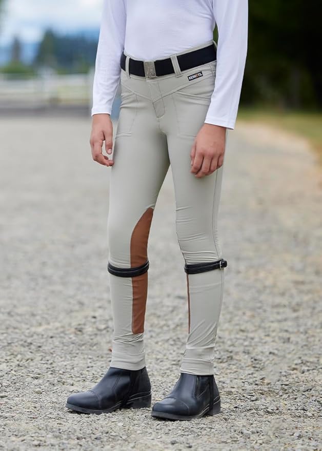 Kerrits Kids Crossover Knee Patch Horse Riding Jods – Kids Jodhpurs for English Equestrian Competitions and Lessons