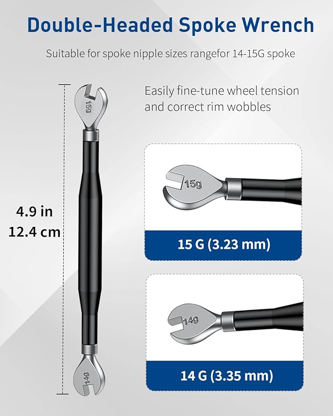 Pawfly Bike Spoke Wrench Tool Kit, Bicycle Rim Truing Repair Tools Set with Tire Levers, Professional Bike Wheel Rim Correct & Spoke Adjustment Repair Kit for Bicycles