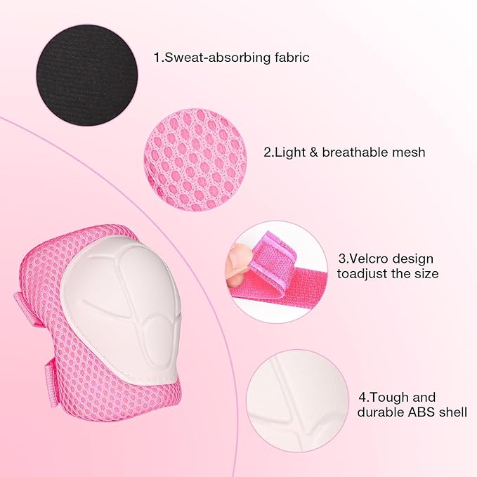 Knee Pads for Kids， Knee Pads and Elbow Pads Set Toddler 3-10 Years Protective Gear Set for Girls Boys with Wrist Guards for Skating Cycling Bike Rollerblading Scooter
