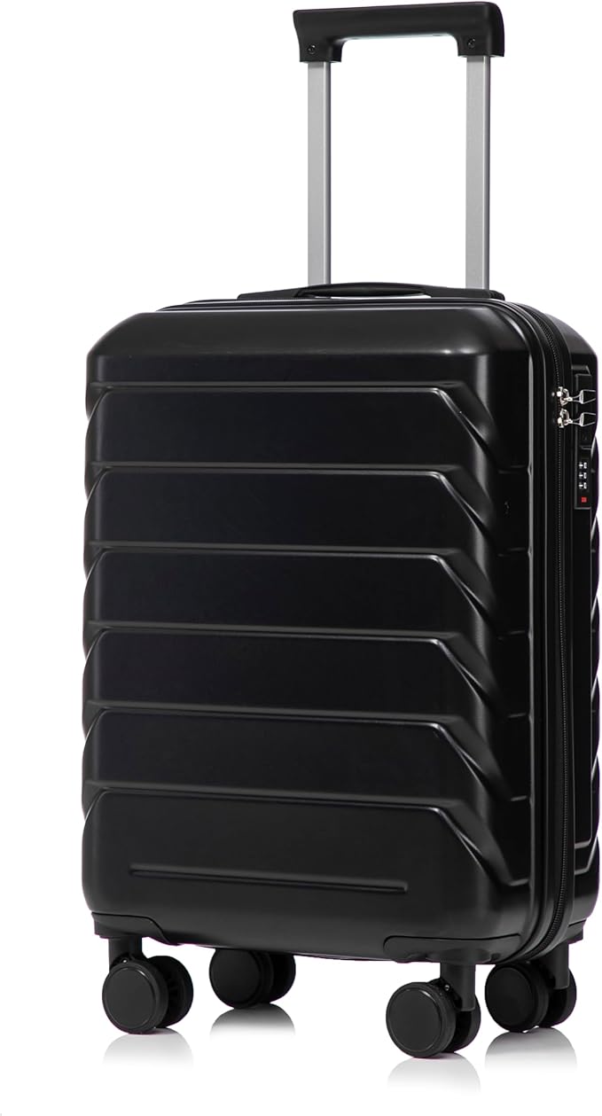 20 Inch ABS Hard Shell Travel Checked Luggage With Combination Lock, Black