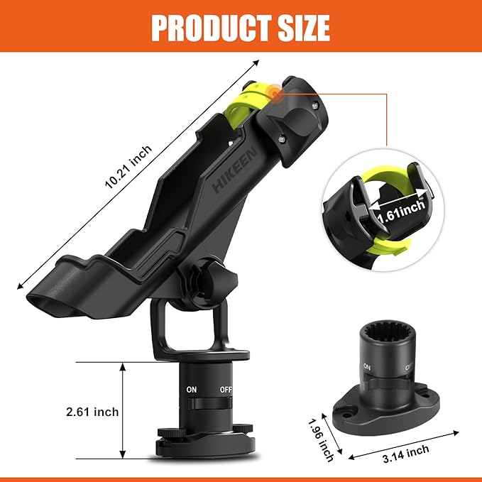 Kayak Fishing Rod Holder, Fishing Boat Rod Holder for Track Mount / Deck Mount, Fishing Rod Holders for Boat, 360 Degree Adjustable Fishing Pole Holders