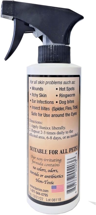 BANIXX Horse and Pet Care Spray, Skin Support for Horses, Dogs, and Cats, Alcohol-Free, Non-Staining, No Odor, Made in USA, All-Weather Grooming Formula, 2 oz