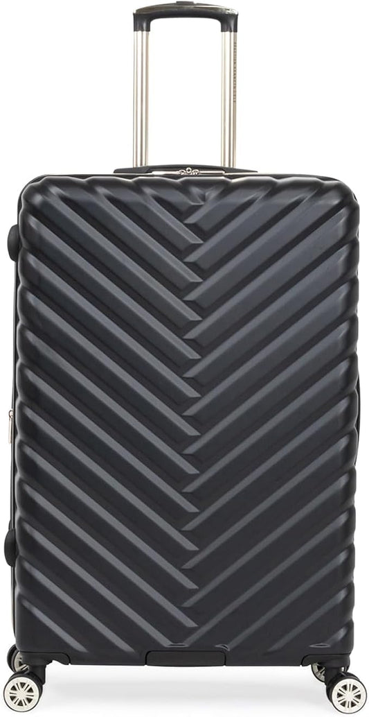 Kenneth Cole REACTION Madison Square Lightweight Hardside Chevron Expandable Spinner Luggage, Black, 24-Inch Checked