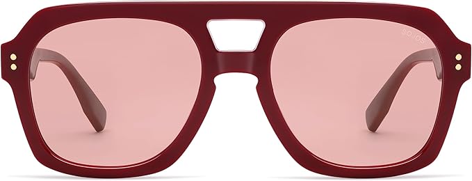 SOJOS レトロ 太め 偏光 アビエーターサングラス レディース メンズ、ラージ トレンディ 太縁 スクエア パイロット シェード SJ2385