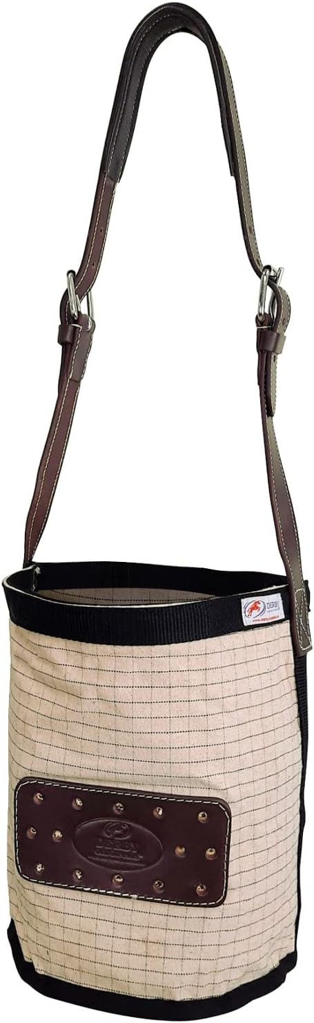 Derby Originals Ripstop 24 Oz Canvas Feed Bag with Padded Leather Crown Strap for Safety and No-Spill Flap Design