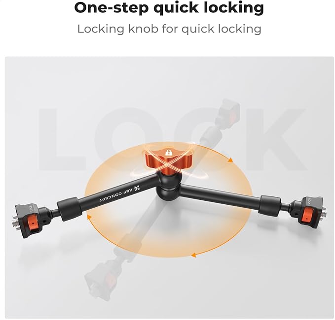 K&F CONCEPT 11" Magic Arm Clamp with ARRI 1/4" & 3/8" Thread Screw 360° Ball Heads Articulating Arm Camera Adapter for DSLR, Monitor, LED Light, Microphone, Camera Cage, Action Camera
