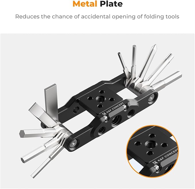 K&F CONCEPT Folding Hex Key Set with Screwdrivers, Portable Screwdriver Set Folding Allen Wrench Set for Assembly of Photographic Equipment Repair of Bicycles.