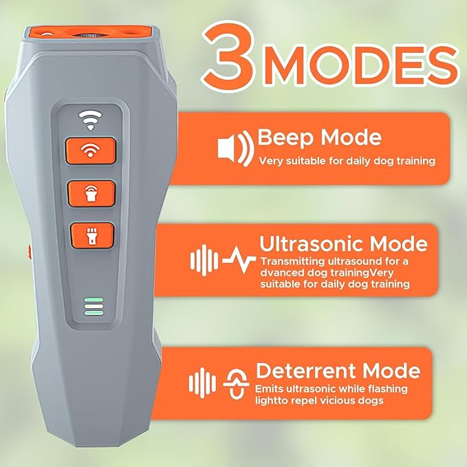 2026 Upgraded Anti Barking Device for Dogs, Ultrasonic Dog Bark Deterrent, Dog Bark Deterrent Devices, Best Anti-Barking Device, 3 Modes & LED Light Portable Indoor & Outdoor
