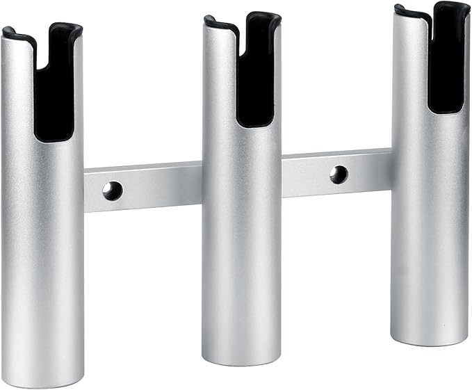 Marinebaby Aluminum Fishing Boat Rod Holder,3/4 Link Tube Aluminum Rod Rack, Suit Boats & Yacht ,Silver